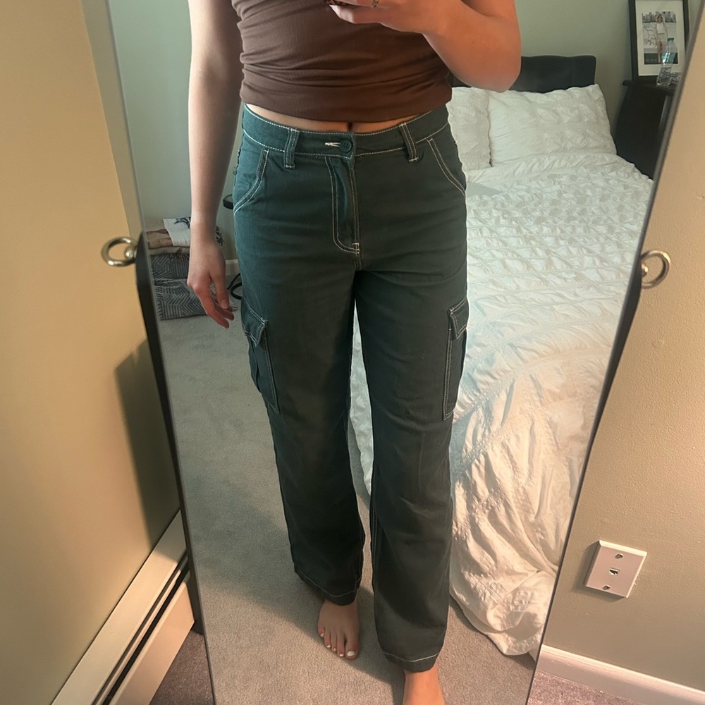 H&M Green Straight Leg Pants